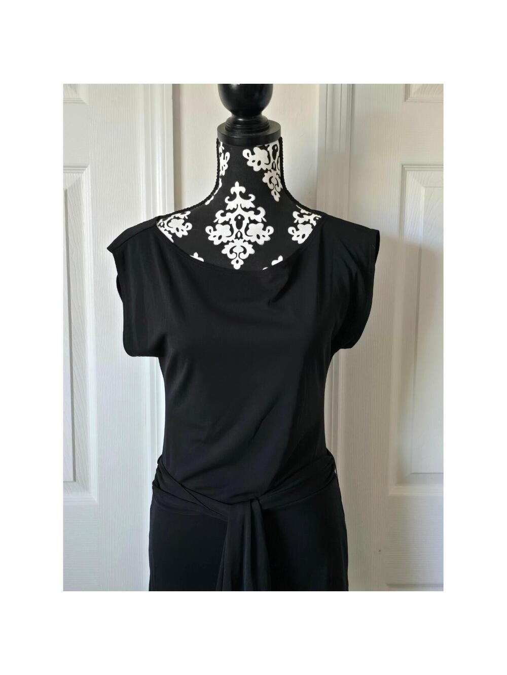 Women‎ XS Cache Black Ruched Detail Cap Sleeve Elegant Chic Top